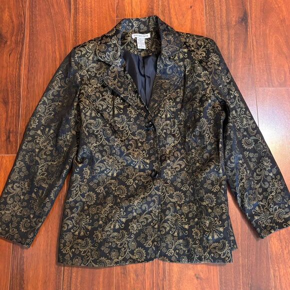 Source-unknown Vintage Women's Black and Gold Tailored jackets - Picture 1 of 7
